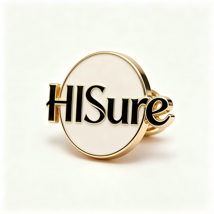HISure Brand Logo Brooch, Luxury Enamel Gold-Plated Pin, Elegant Accessory for Suits, Coats, and Gifts