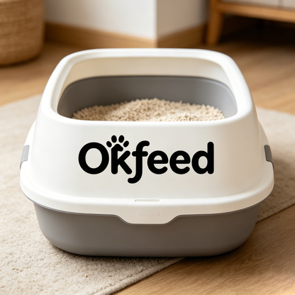 【Okfeed Semi-Open Cat Litter Box】—— Your Cat’s Clean & Stylish Toilet Solution
