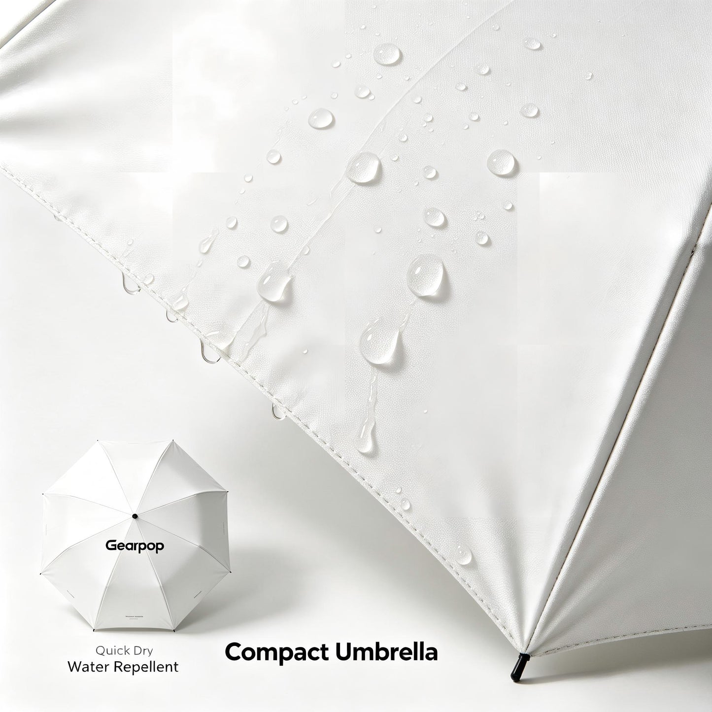 Gearpop Compact Folding Umbrella, Portable Mini Travel Umbrella with Water Repellent Quick Dry Canopy, Lightweight Windproof Pocket Umbrella with Storage Pouch for Rain & Sun Protection