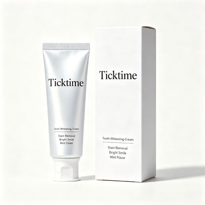 Ticktime Tooth Whitening Cream, Mint Flavor Stain Remover Teeth Brightening Paste, Gentle Deep Clean Teeth Whitener for Coffee Wine Stains, Oral Care Whitening Tooth Cream with Gift Box