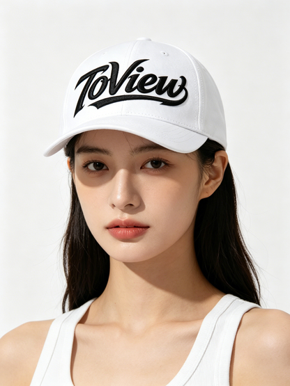 ToView Unisex Cotton Baseball Dad Hat, Curved Brim Adjustable Casual Sports Cap, White Classic Streetwear Sun Hat for Men Women