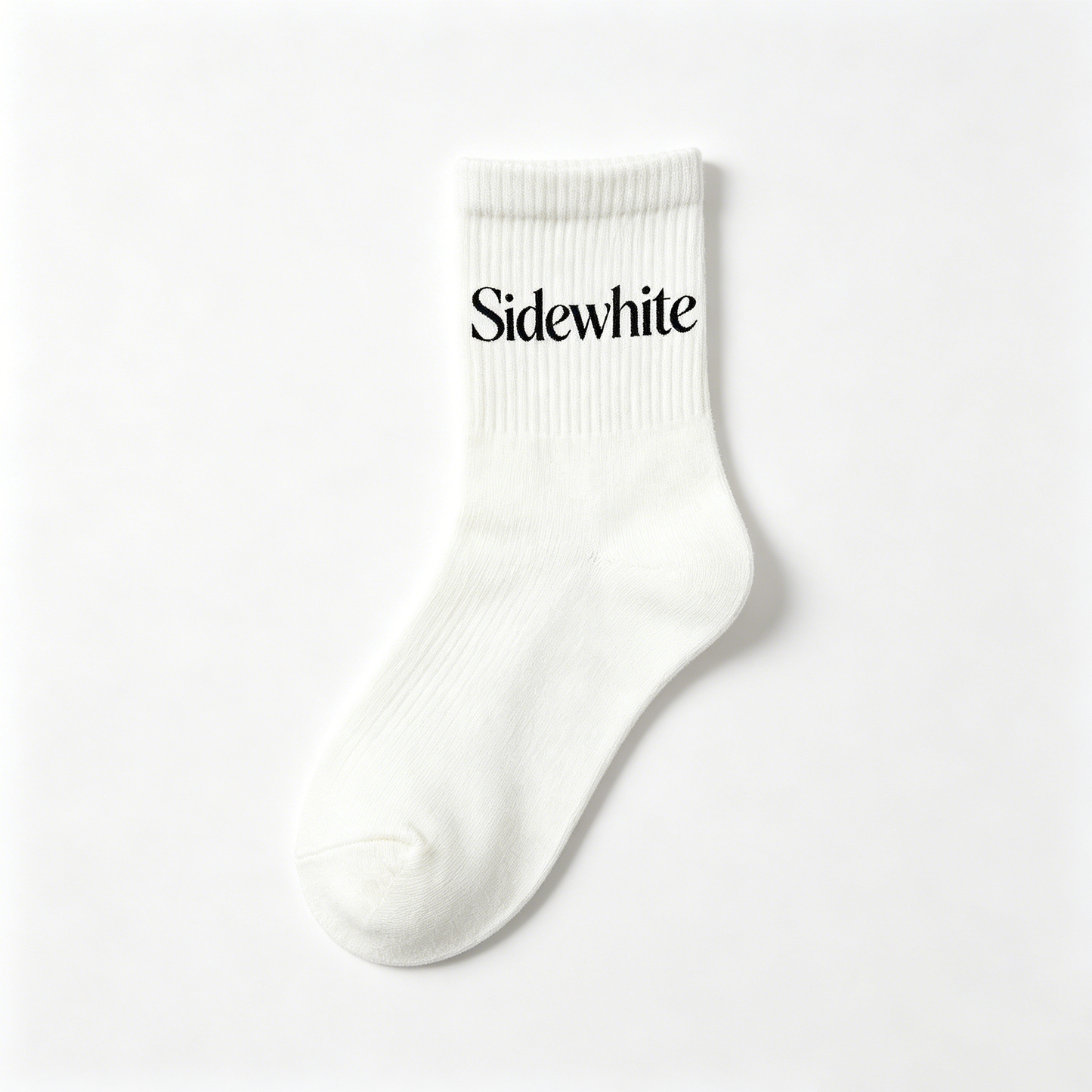 Sidewhite Classic White Ribbed Crew Socks, Breathable Cotton Athletic Mid-Calf Socks for Men & Women, 5 Pairs Multipack