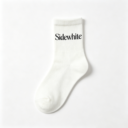 Sidewhite Classic White Ribbed Crew Socks, Breathable Cotton Athletic Mid-Calf Socks for Men & Women, 5 Pairs Multipack