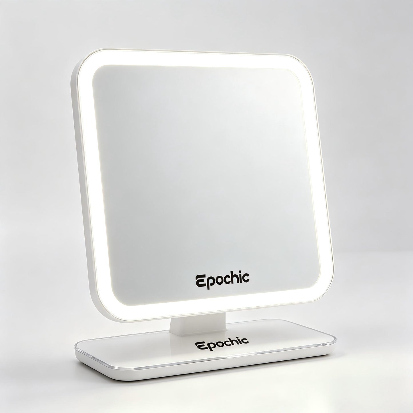 Epochic LED Makeup Mirror, Mirrors Enhanced by Electric Lights with Touch Control, Rechargeable Dimmable Lighted Vanity Mirror, 360° Rotation Tabletop Cosmetic Mirror for Bedroom Dresser