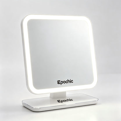 Epochic LED Makeup Mirror, Mirrors Enhanced by Electric Lights with Touch Control, Rechargeable Dimmable Lighted Vanity Mirror, 360° Rotation Tabletop Cosmetic Mirror for Bedroom Dresser