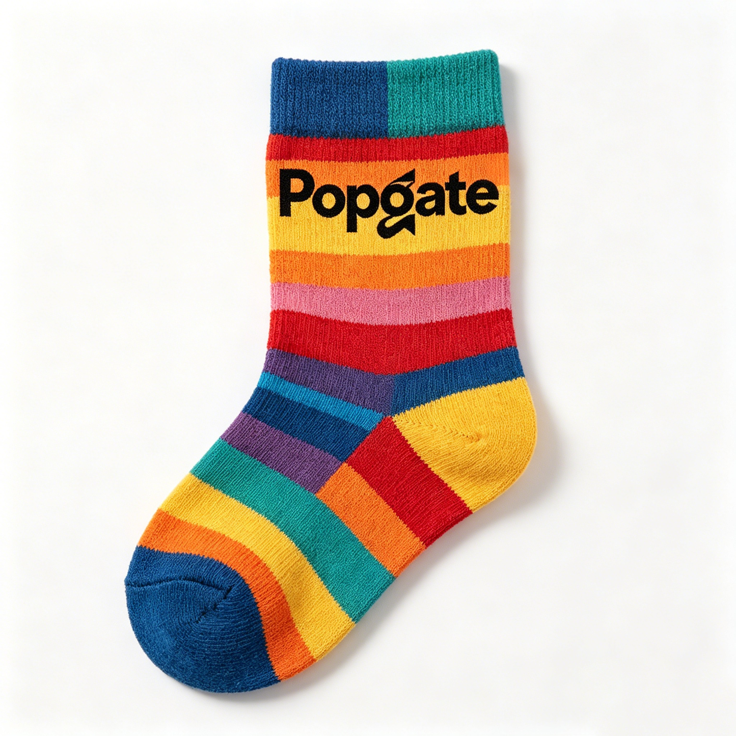 【Popgate Rainbow Striped Crew Socks】—— Comfort & Style for Daily Wear