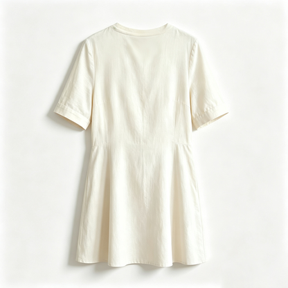 Crawland Women's Short‑Sleeve A‑Line Midi Dress, Crew Neck Casual Flared Summer Dress, Loose‑Fit Daily Wear Tunic Dress