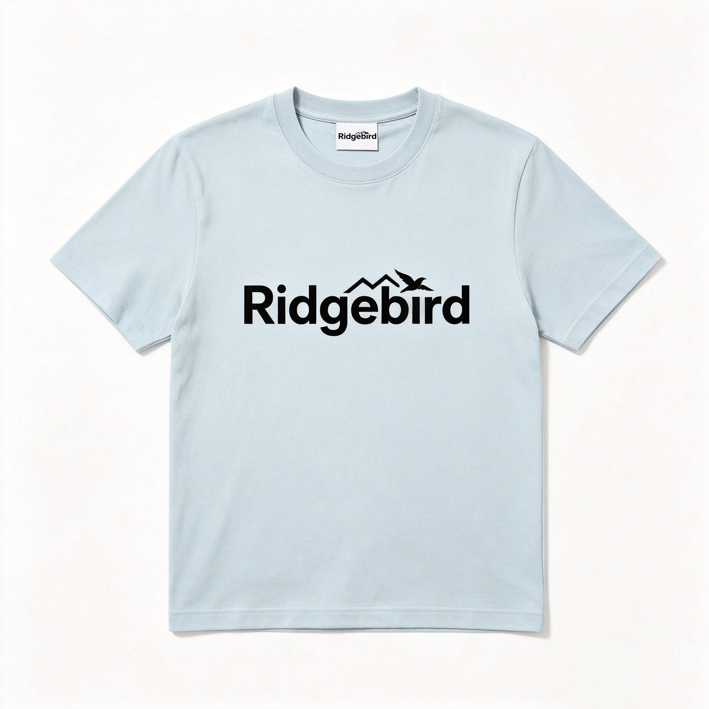 Ridgebird Light Blue Crew Neck Short Sleeve T-Shirt for Men, Soft 90% Cotton Relaxed Fit Minimalist Outdoor Casual Basic Daily Top