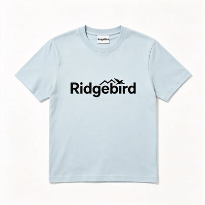 Ridgebird Light Blue Crew Neck Short Sleeve T-Shirt for Men, Soft 90% Cotton Relaxed Fit Minimalist Outdoor Casual Basic Daily Top