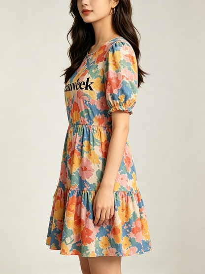 【Beauweek Floral Puff-Sleeve Dress】—— Your Go-To for Effortless Summer Style