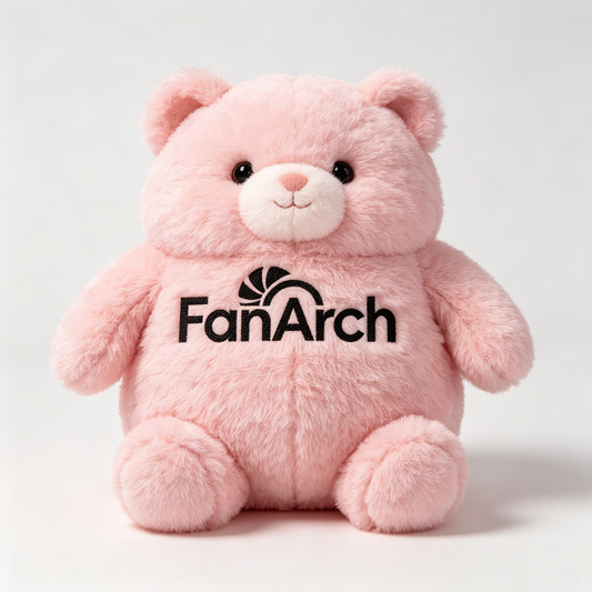 FanArch Chubby Pink Teddy Bear Plush Toy, Soft Fluffy Stuffed Animal Plushie, Cute Sitting Bear Doll for Kids & Girls, Birthday Gift Home Decor