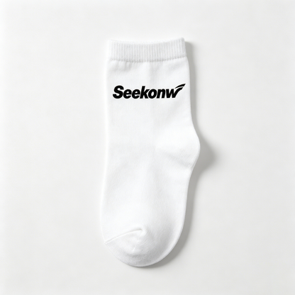 Seekonw Classic White Ribbed Crew Socks for Men, 5 Pairs Luxury Gift Box, Comfort Elastic Casual Athletic Socks Ideal Holiday Present