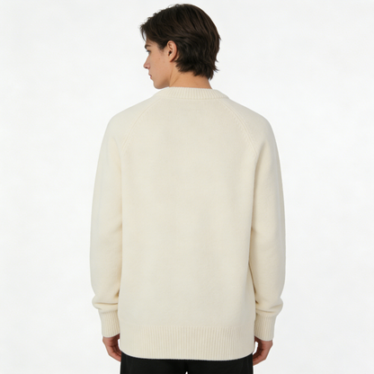 SimpleUrban Crewneck Sweater, Soft Cozy Knit Pullover, Minimalist Logo Casual Sweatshirt, Warm Daily Wear for Fall Winter, Relaxed Fit
