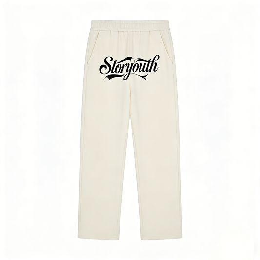 【Storyouth Vintage Script Logo Straight-Leg Sweatpants】—— Comfort & Street Style for Everyday Wear