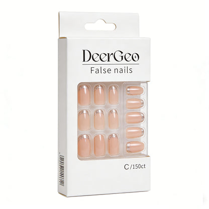 【DeerGeo Glitter French Tip False Nails】—— Effortless Salon-Quality Manicure at Home
