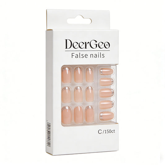 【DeerGeo Glitter French Tip False Nails】—— Effortless Salon-Quality Manicure at Home