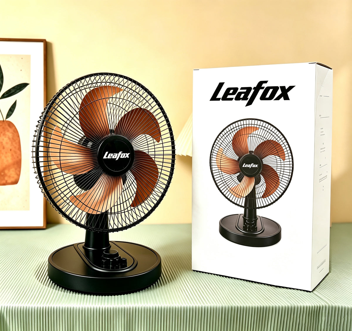Leafox Electric Fans, Desktop Table Fan with 5 Blades, Adjustable Tilt Angle & Multi Speed Control, Detachable Design, All Parts Can Be Disassembled and Stored in Original Box, Quiet Cooling Fan for Home Bedroom Office Dorm