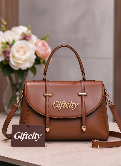 Giftcity Women’s Top Handle Handbag, Elegant Faux Leather Satchel Purse with Detachable Shoulder Strap for Work Dating Daily Use