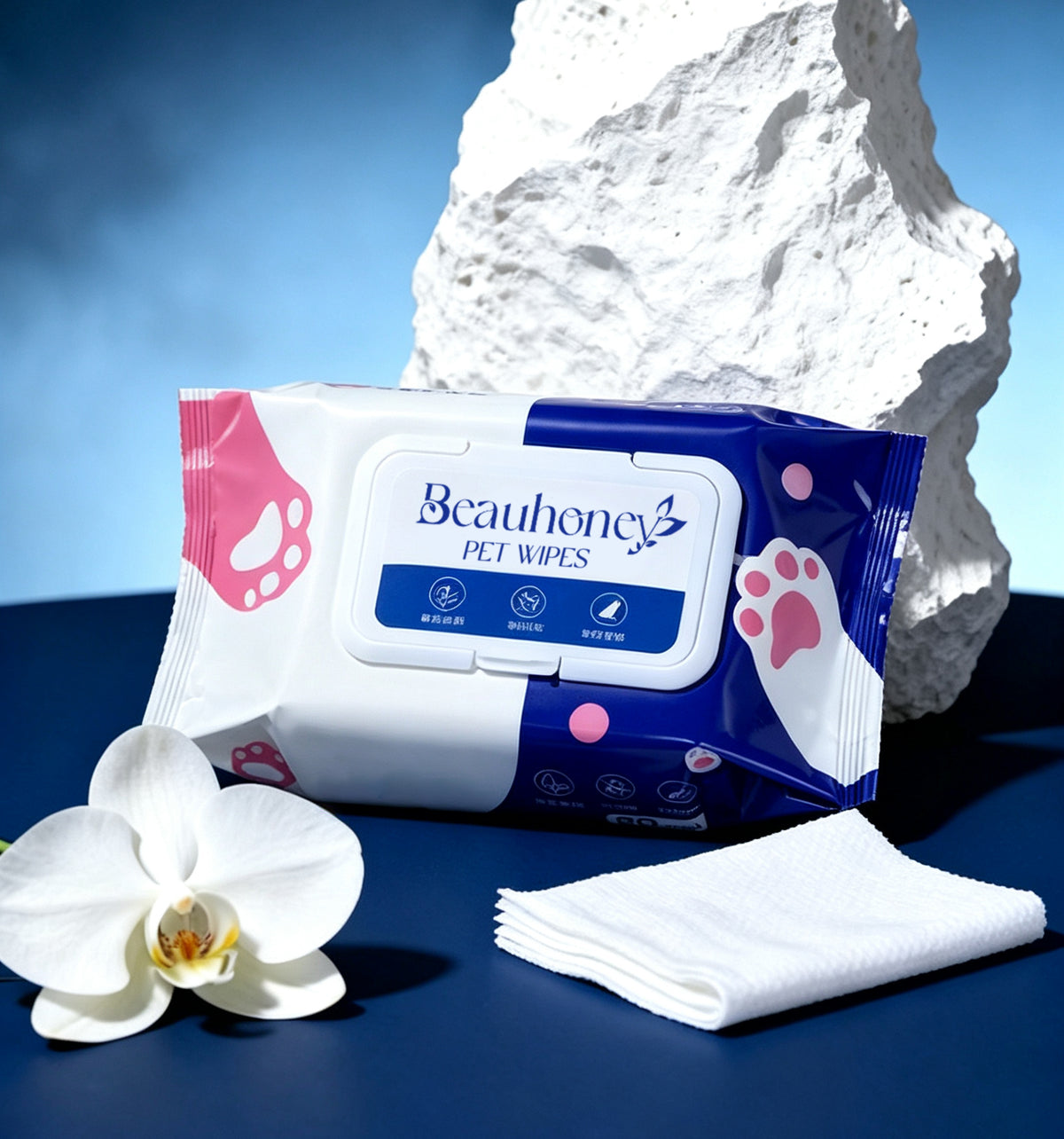 Beauhoney Pet Wipes, Wipes Impregnated with Cleansing Preparations for Pets, Gentle Cleaning Wet Wipes for Dogs & Cats, for Paws, Body, Ear & Butt Care