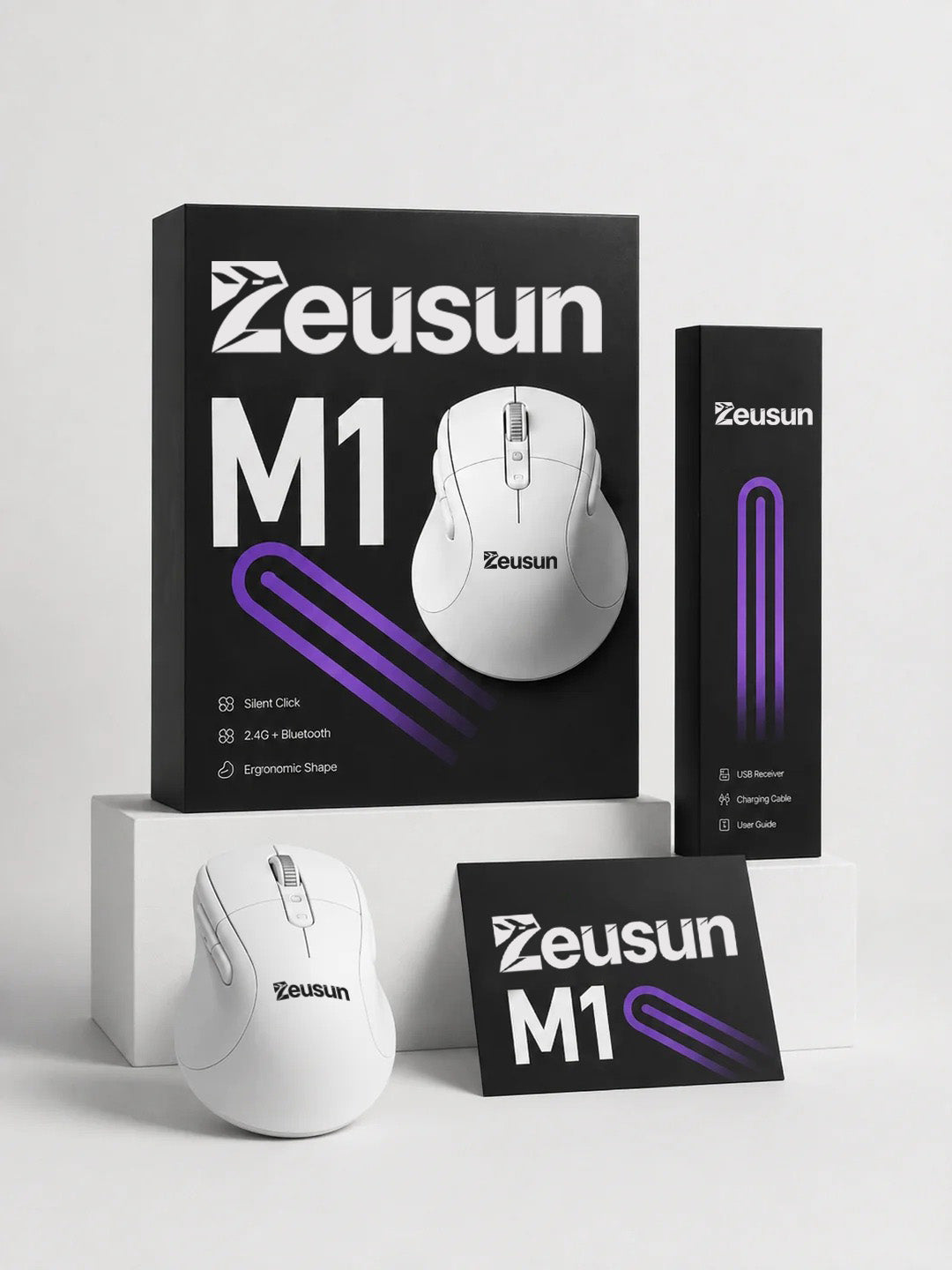 Zeusun M1 Wireless Mouse, Bluetooth & 2.4G Dual Mode Ergonomic Silent Click Rechargeable Computer Mouse, Portable Wireless Mice for Laptop, PC, Mac, Office