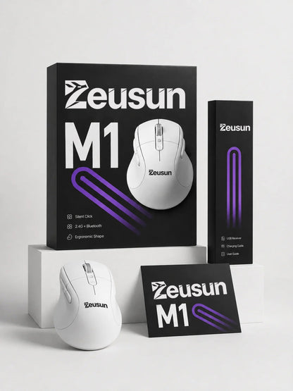 Zeusun M1 Wireless Mouse, Bluetooth & 2.4G Dual Mode Ergonomic Silent Click Rechargeable Computer Mouse, Portable Wireless Mice for Laptop, PC, Mac, Office