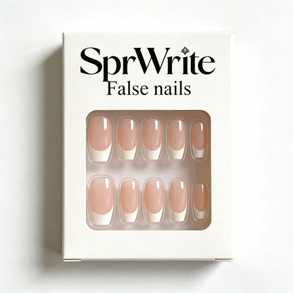 SprWrite Classic French Tip Press-On Nails – Timeless Elegance, Salon-Quality at Home