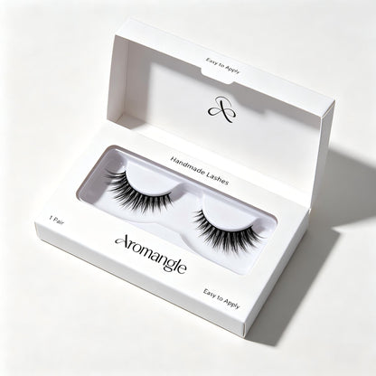 Aromangle Natural Volume Wispy False Eyelashes, Handmade Strip Lashes, Soft Lightweight Synthetic Fiber Fake Eyelashes, Gradient Winged Eye Lashes, Reusable Eye Makeup Lashes for Daily Dating, 1 Pair