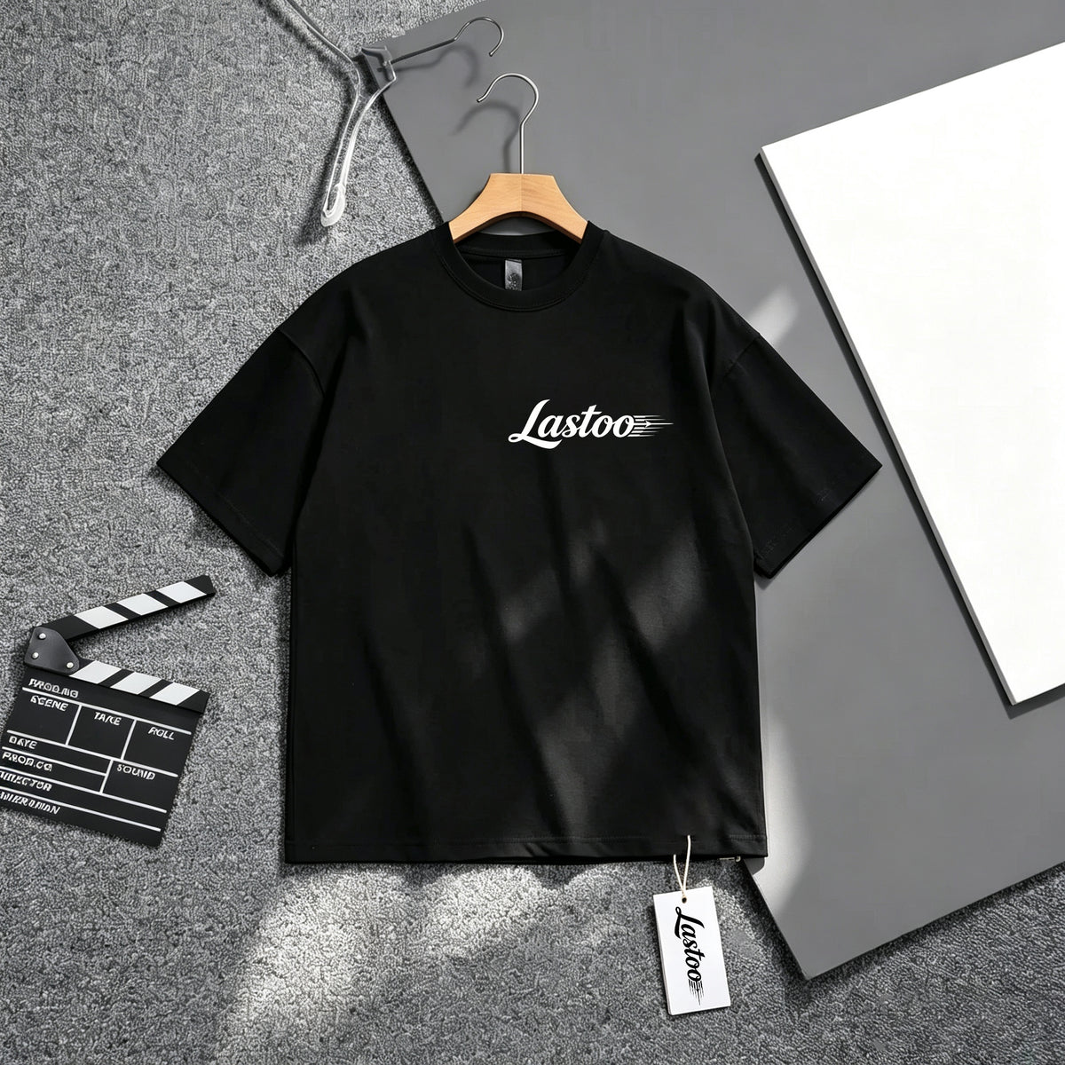 Lastoo Men's Classic Crew Neck Short‑Sleeve T‑Shirt, Casual Loose‑Fit Basic Tee Shirt, Soft Breathable Solid Black Summer Top for Daily Workout Outdoor