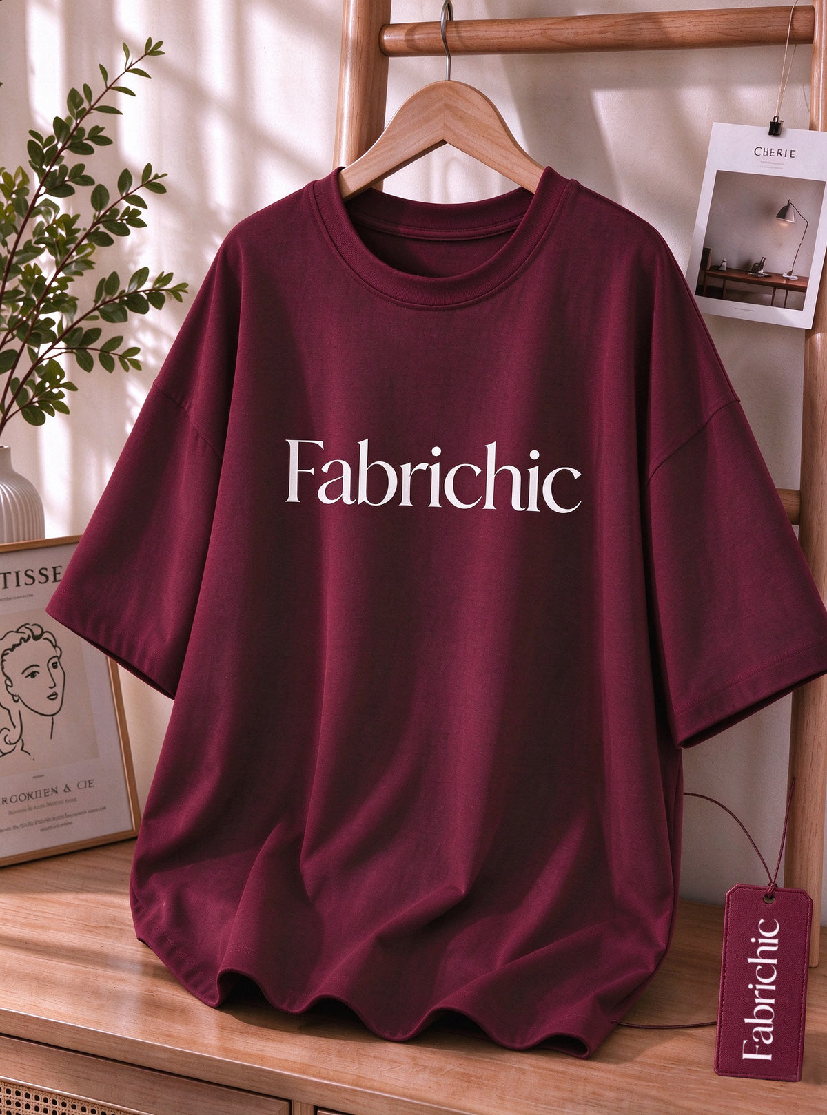Fabrichic Women's Oversized Crew Neck T-Shirt, Loose Short Sleeve Casual Tee, Soft Breathable Basic Top for Daily Wear