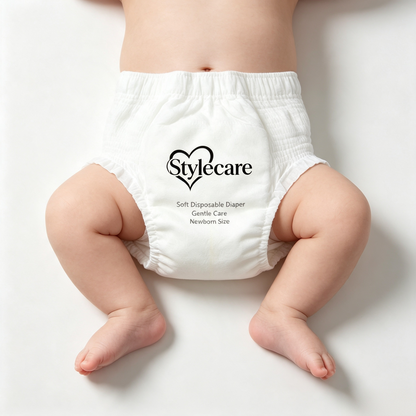 Stylecare Disposable Baby Diapers Newborn Size, Ultra Soft Gentle Skin Care Nappies, High Absorbency Leak Proof Disposable Diapers for Infant, 20 Count
