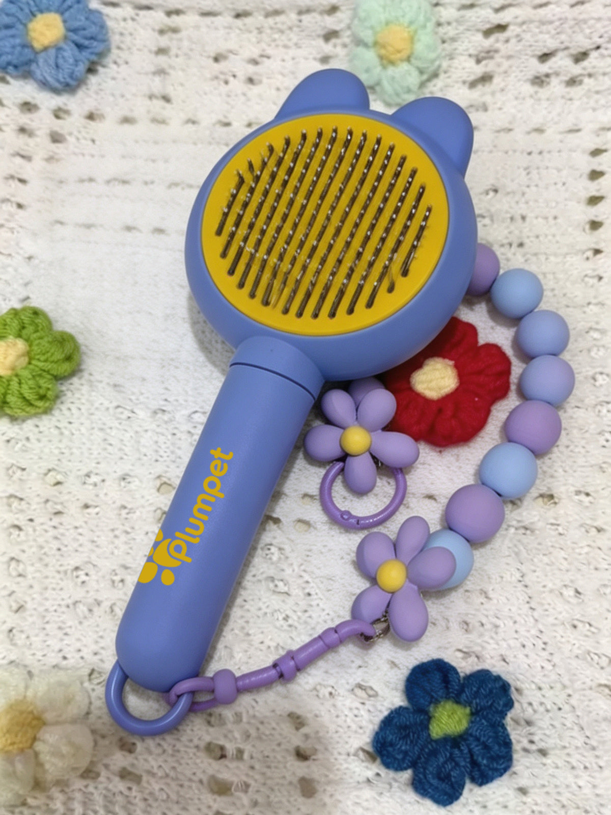 Plumpet Pet Brush, Self Cleaning Slicker Brush for Cats & Dogs, Detachable Design, Portable Pet Grooming Comb, Comes with Gift Box, Removable for Separate Packing