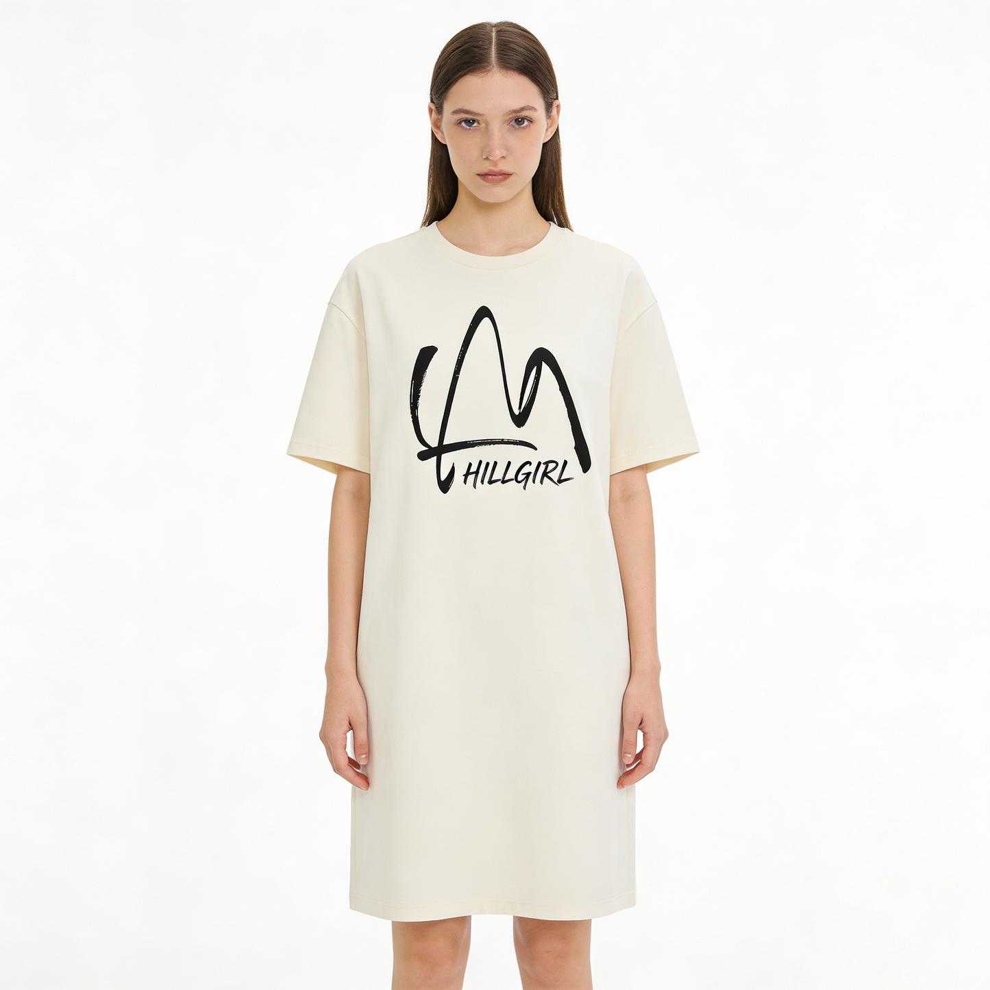 【HILLGIRL Graffiti Logo T-Shirt Dress】—— Effortless Casual Style for Everyday Wear