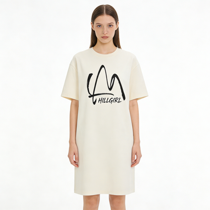 【HILLGIRL Graffiti Logo T-Shirt Dress】—— Effortless Casual Style for Everyday Wear