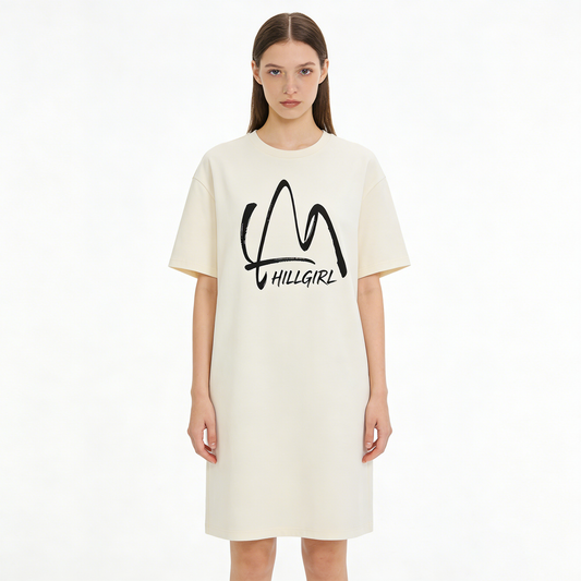 【HILLGIRL Graffiti Logo T-Shirt Dress】—— Effortless Casual Style for Everyday Wear
