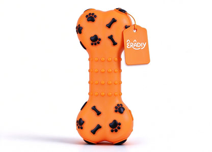 ERADIY Dog Chew Toys, Durable Rubber Bone Shaped Dog Toy for Teeth Cleaning, Squeaky Interactive Pet Toy for Medium Large Dogs