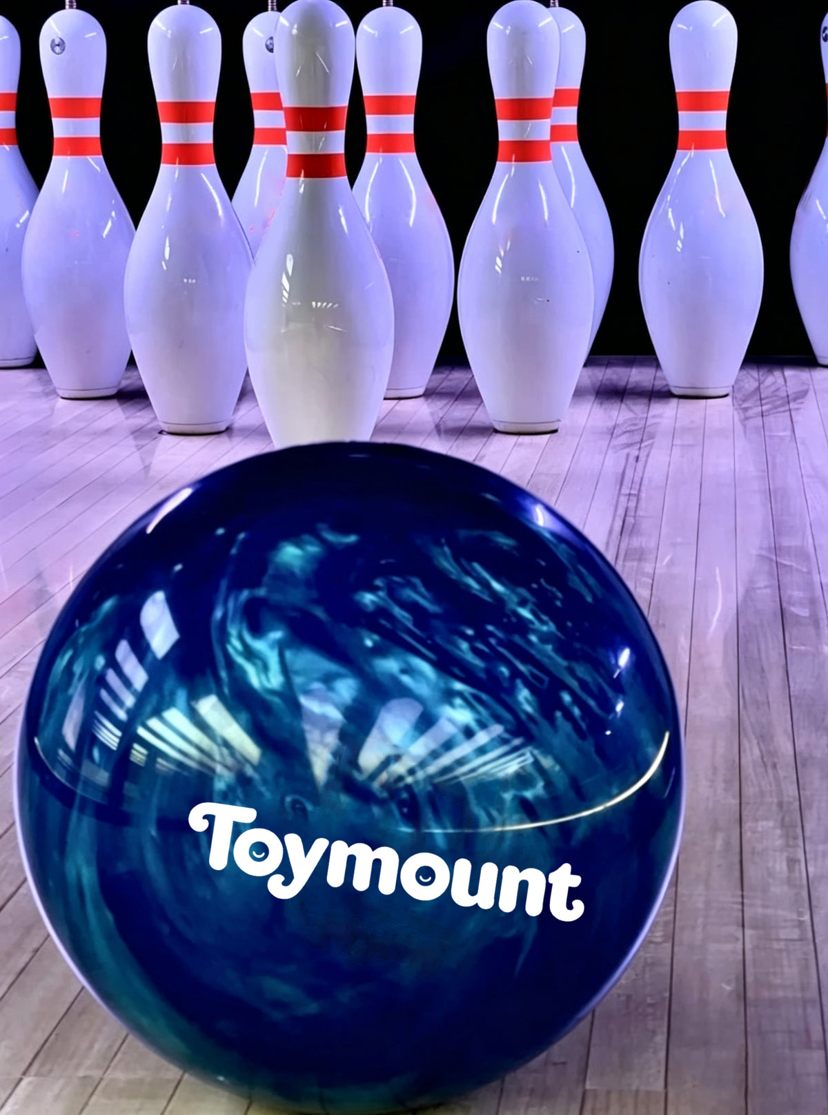 Toymount Bowling Ball, Swirl Deep Blue Recreational Bowling Ball for Beginner Players, Indoor Bowling Lane Sports Game