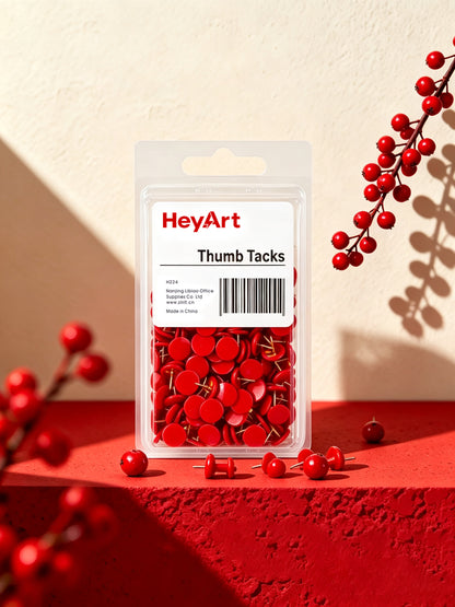 HeyArt Red Thumb Tacks, Metal Push Pins, Decorative Drawing Pins for Cork Board, Bulletin Board, Wall, Map, Office School & Home Use