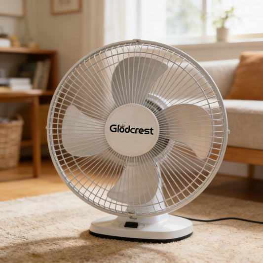 【Glodcrest Desk Electric Fan】—— Your Comfortable Companion for Home & Office