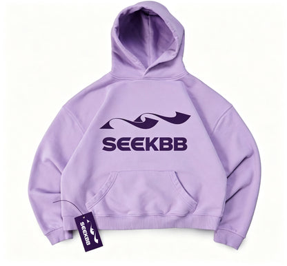 SEEKBB Light Purple Cropped Hoodie, Unisex Drop Shoulder Hooded Sweatshirt, Trendy Graphic Print Cropped Top
