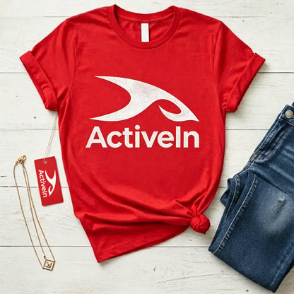 ActiveIn Women's Classic Crew‑Neck Short‑Sleeve T‑Shirt, Casual Relaxed‑Fit Everyday Tee, Soft Lightweight Solid Red Summer Top for Workout Travel Daily Wear