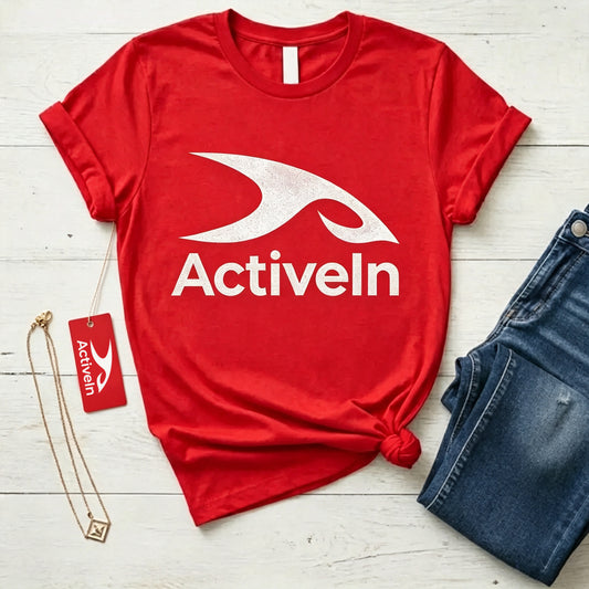 ActiveIn Women's Classic Crew‑Neck Short‑Sleeve T‑Shirt, Casual Relaxed‑Fit Everyday Tee, Soft Lightweight Solid Red Summer Top for Workout Travel Daily Wear