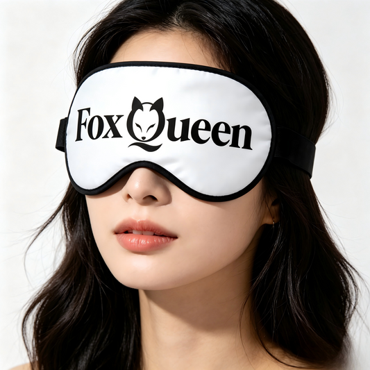 FoxQueen Silk Sleep Blindfolds Worn Over The Eyes, Adjustable Soft Light Blocking Eye Mask, Comfortable Printed Eye Cover for Travel Nap Night Sleeping with Gift Box