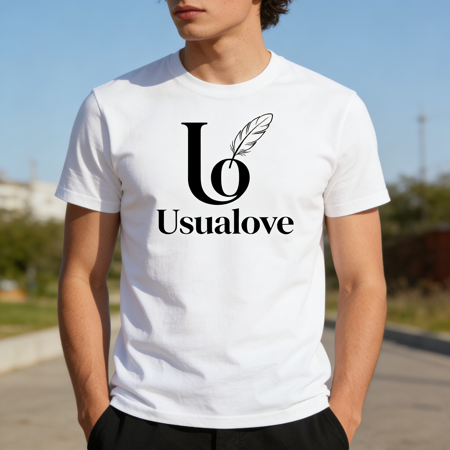【Lo Usualove Feather Logo T-shirt】—— Timeless Casual Wear for Daily Style