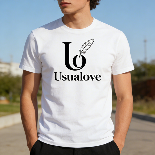 【Lo Usualove Feather Logo T-shirt】—— Timeless Casual Wear for Daily Style