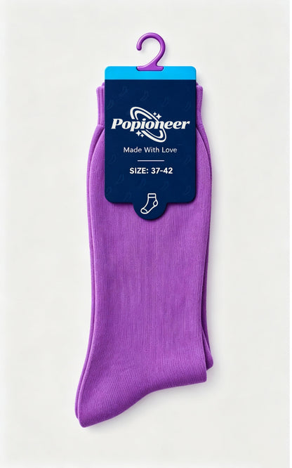 Popioneer Solid Color Crew Socks, Soft Breathable Casual Mid Calf Socks, Stretchy Comfort Fashion Socks for Men Women Daily Wear