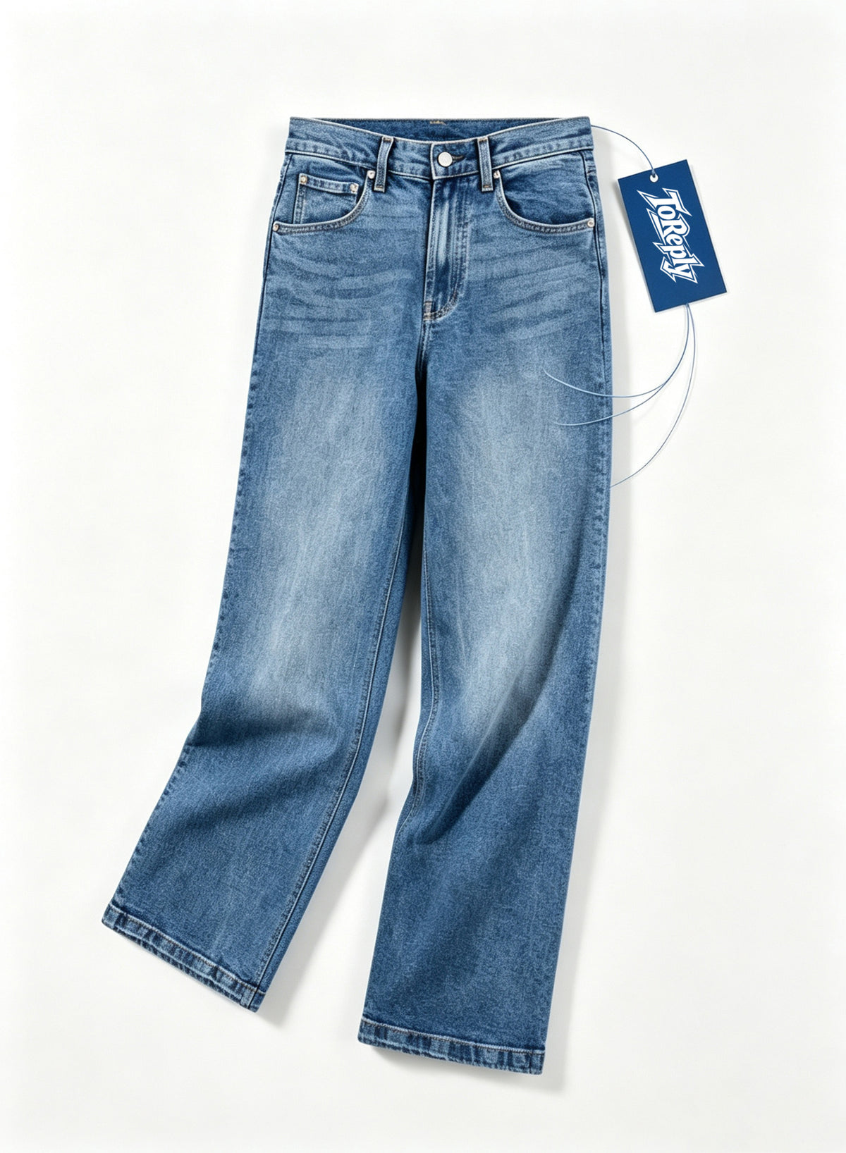 ToReply Vintage Washed Wide Leg Jeans, Unisex Mid-Rise Straight Denim Pants, Retro Loose Fit Denim Trousers