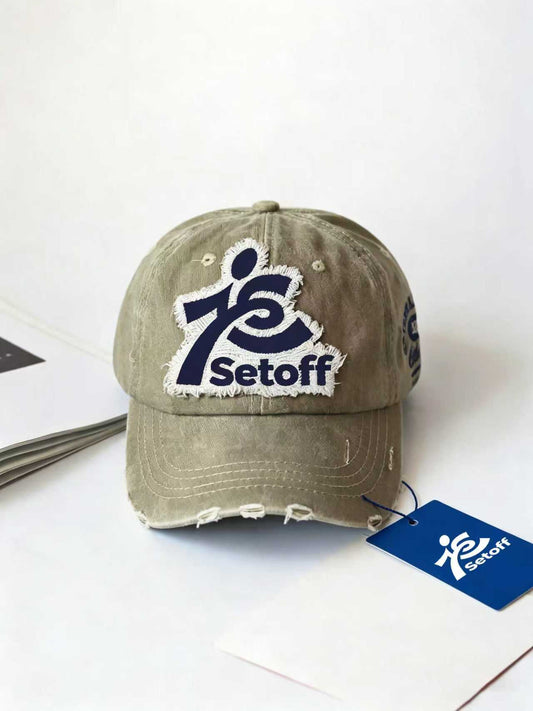 Setoff Vintage Washed Distressed Baseball Cap, Frayed Patch Embroidered Dad Hat, Adjustable Unisex Cotton Trucker Hat for Outdoor Sports Streetwear