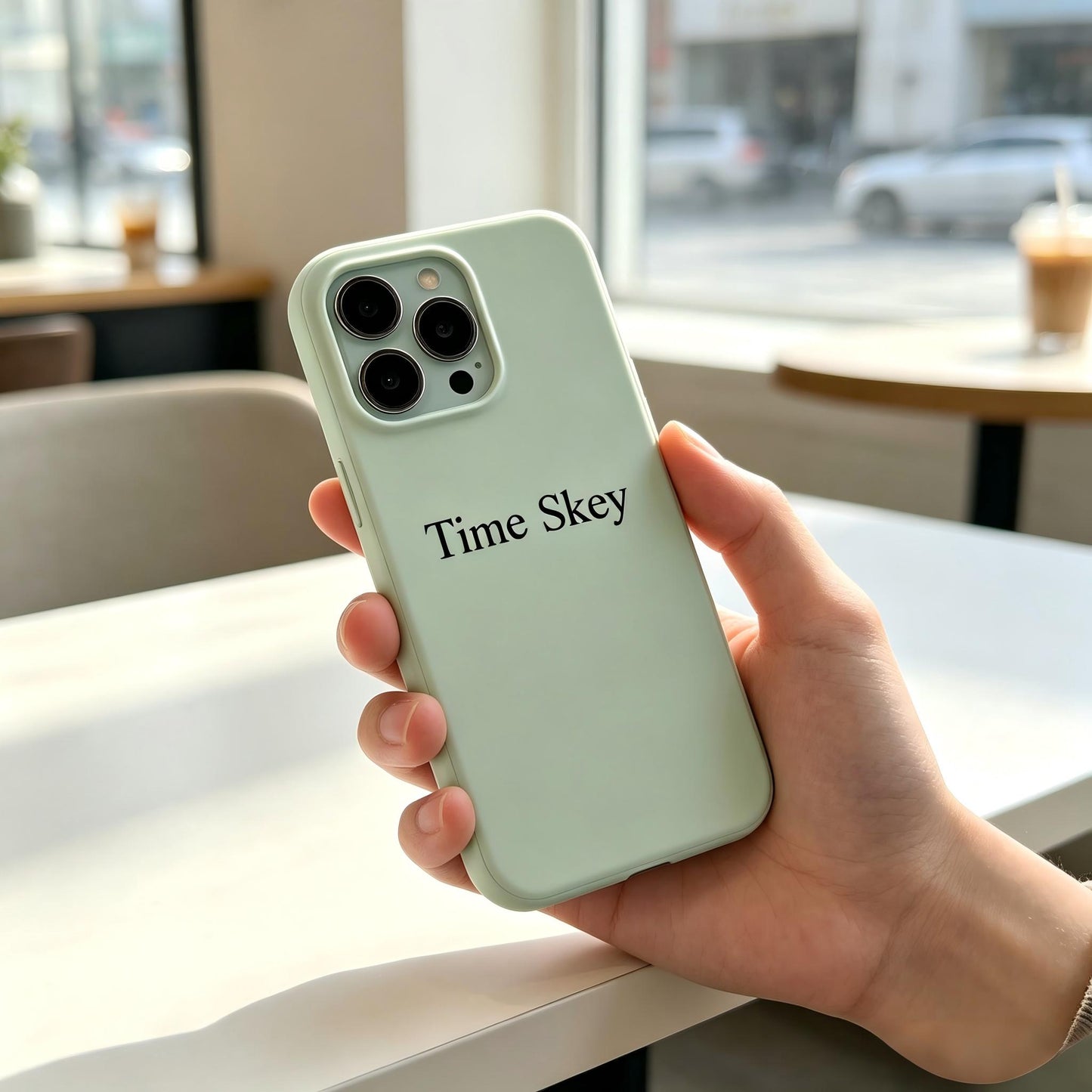 Time Skey Liquid Silicone Phone Case Compatible with iPhone Pro Max, Matte Soft Shockproof Protective Cover, Raised Camera & Screen Protection, Slim Anti-Fingerprint Mint Green Mobile Phone Shell