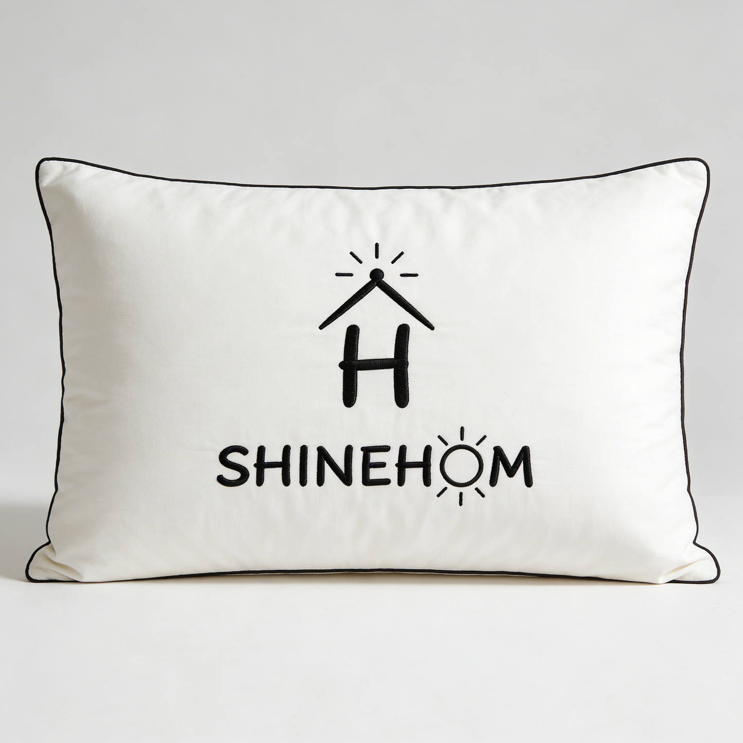 H SHINEHOM Lumbar Support Pillow, Embroidered Decorative Throw Pillow, Soft Rectangular Cushion with Piping for Couch, Bed, Office Chair, Home Decor