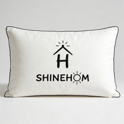 H SHINEHOM Lumbar Support Pillow, Embroidered Decorative Throw Pillow, Soft Rectangular Cushion with Piping for Couch, Bed, Office Chair, Home Decor
